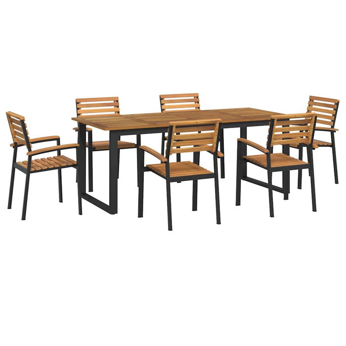 Set mobilier de grădină, 7 piese, lemn masiv de acacia și metal - WALTI WALTI
