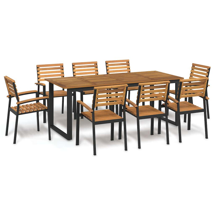 Set mobilier de grădină, 9 piese, lemn masiv de acacia și metal - WALTI WALTI
