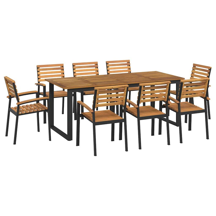 Set mobilier de grădină, 9 piese, lemn masiv de acacia și metal - WALTI WALTI