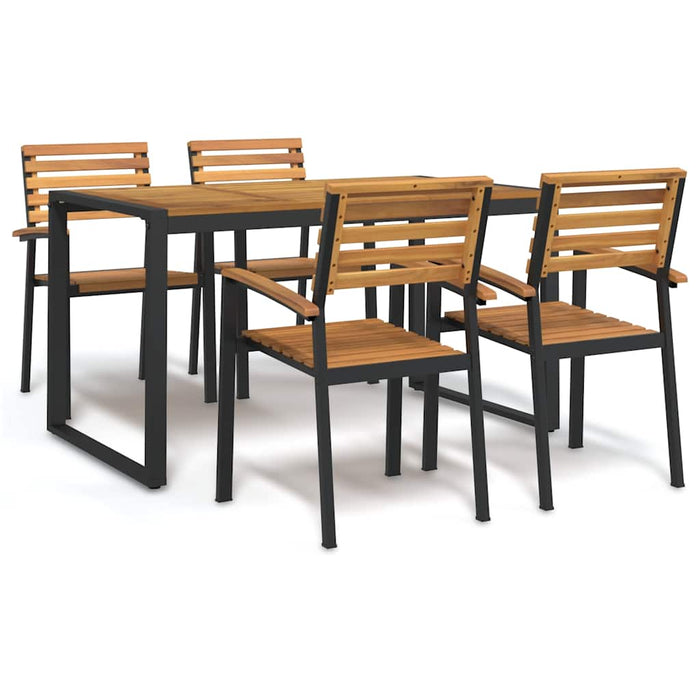 Set mobilier de grădină, 5 piese, lemn masiv de acacia și metal WALTI