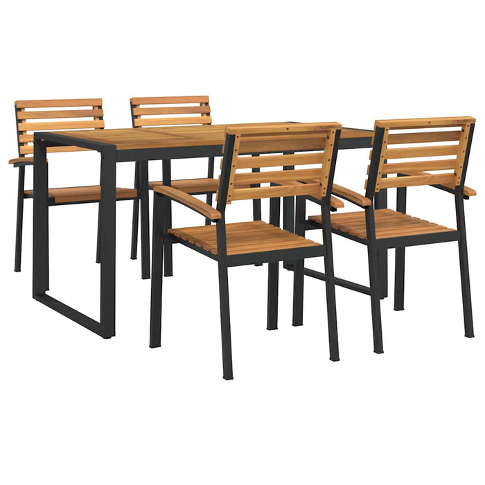 Set mobilier de grădină, 5 piese, lemn masiv de acacia și metal WALTI