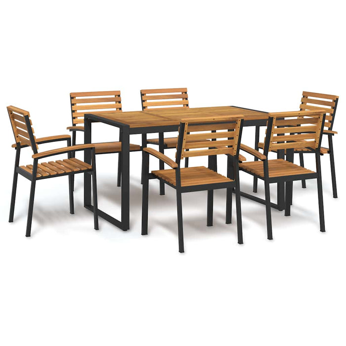 Set mobilier de grădină, 7 piese, lemn masiv de acacia și metal - WALTI WALTI