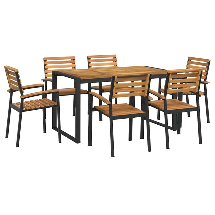 Set mobilier de grădină, 7 piese, lemn masiv de acacia și metal - WALTI WALTI