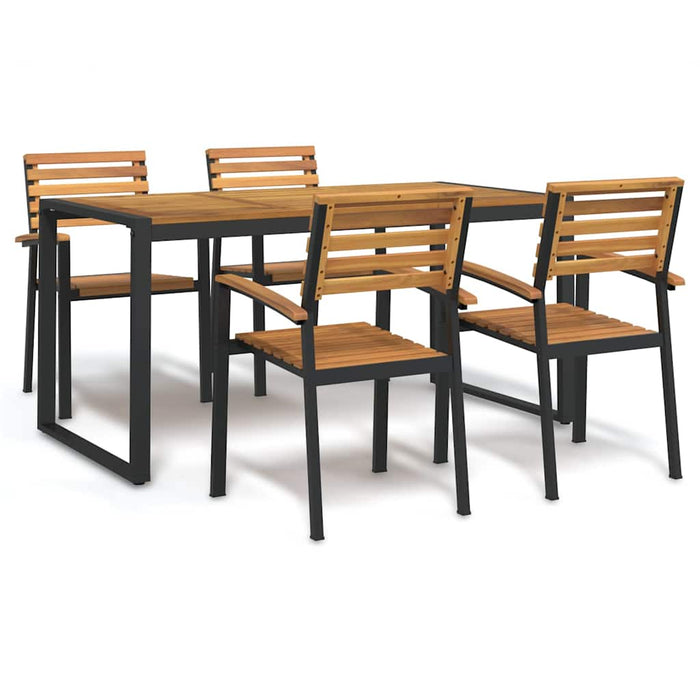 Set mobilier de grădină, 5 piese, lemn masiv de acacia și metal - WALTI WALTI