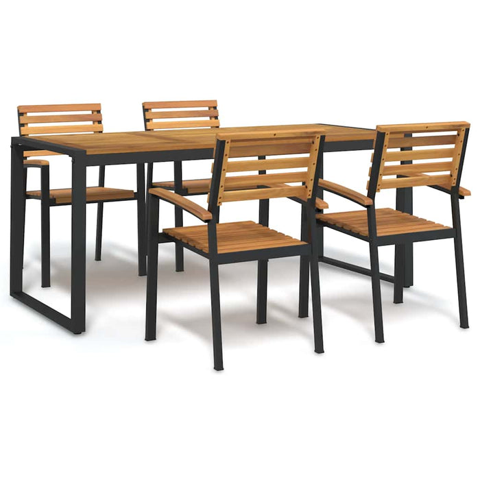 Set mobilier de grădină, 5 piese, lemn masiv de acacia și metal - WALTI WALTI