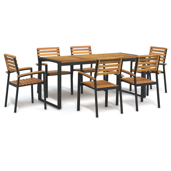 Set mobilier de grădină, 7 piese, lemn masiv de acacia și metal - WALTI WALTI