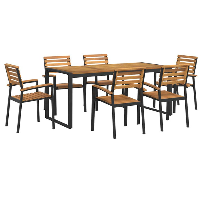 Set mobilier de grădină, 7 piese, lemn masiv de acacia și metal - WALTI WALTI