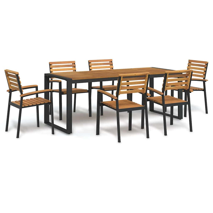 Set mobilier de grădină, 7 piese, lemn masiv de acacia și metal - WALTI WALTI