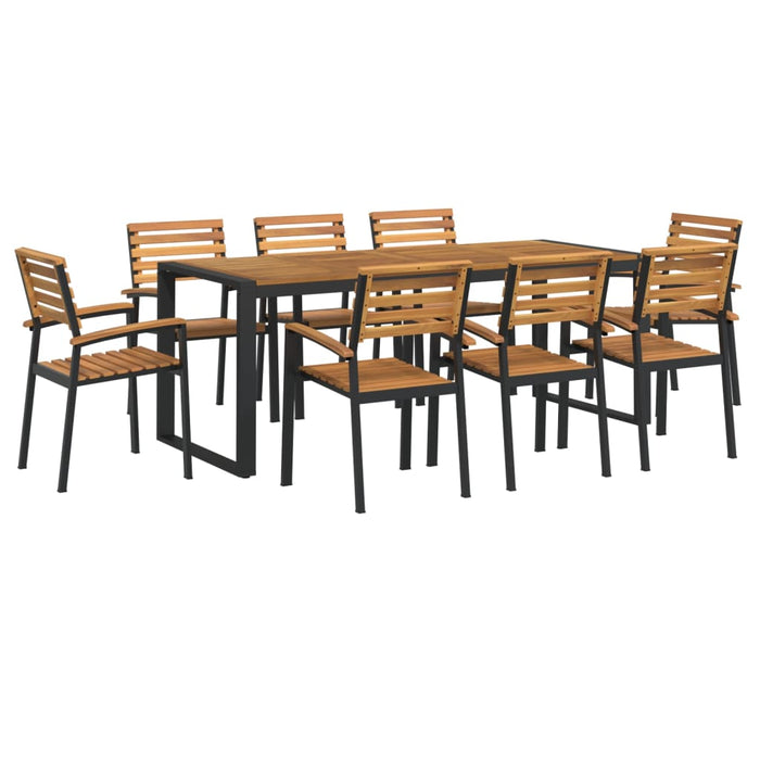 Set mobilier de grădină, 9 piese, lemn masiv de acacia și metal - WALTI WALTI
