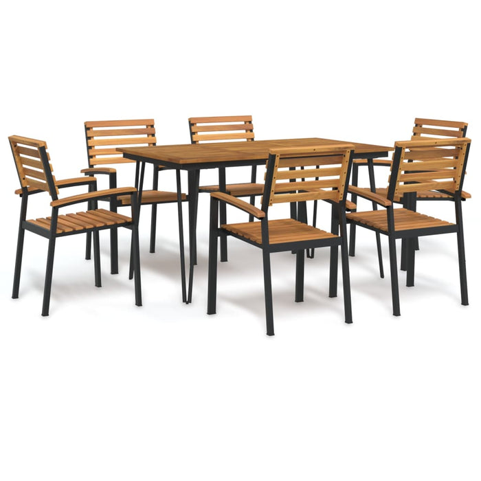 Set mobilier de grădină, 7 piese, lemn masiv de acacia și metal - WALTI WALTI