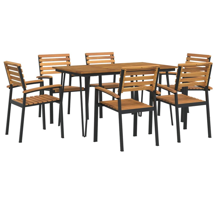 Set mobilier de grădină, 7 piese, lemn masiv de acacia și metal - WALTI WALTI