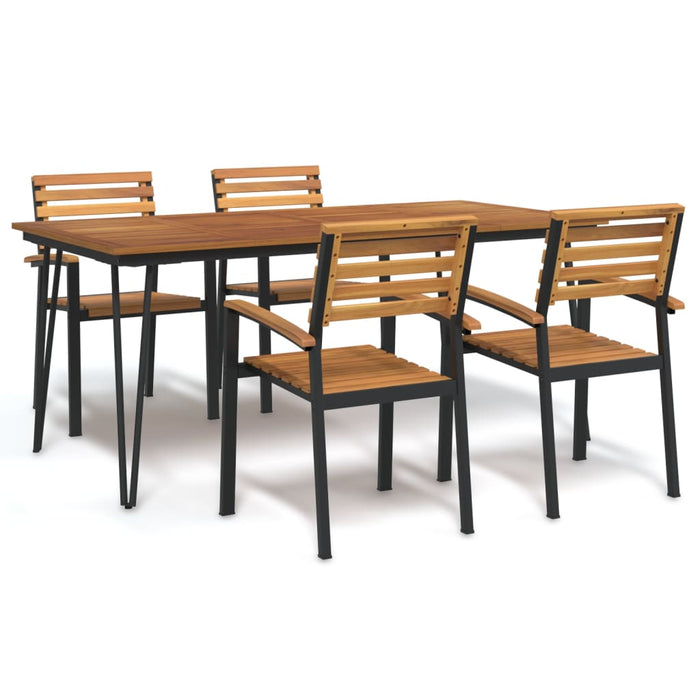 Set mobilier de grădină, 5 piese, lemn masiv de acacia și metal WALTI