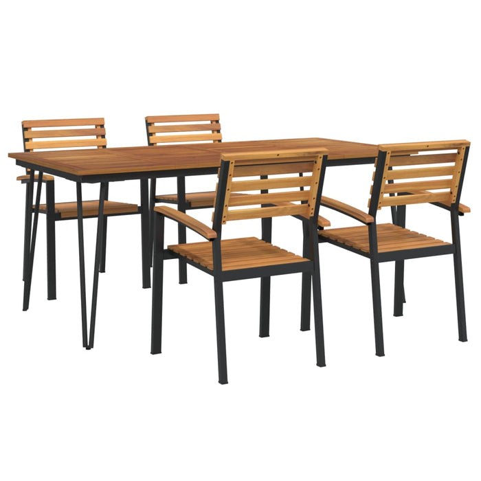 Set mobilier de grădină, 5 piese, lemn masiv de acacia și metal WALTI