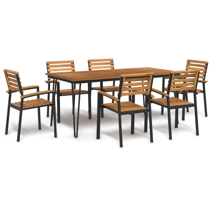 Set mobilier de grădină, 7 piese, lemn masiv de acacia și metal WALTI