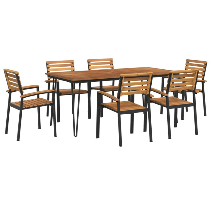 Set mobilier de grădină, 7 piese, lemn masiv de acacia și metal WALTI