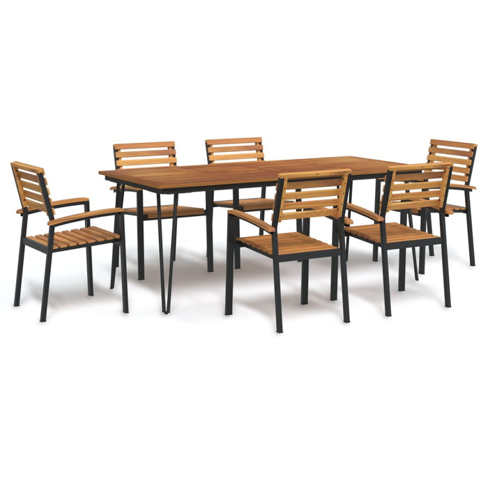 Set mobilier de grădină, 7 piese, lemn masiv de acacia și metal WALTI