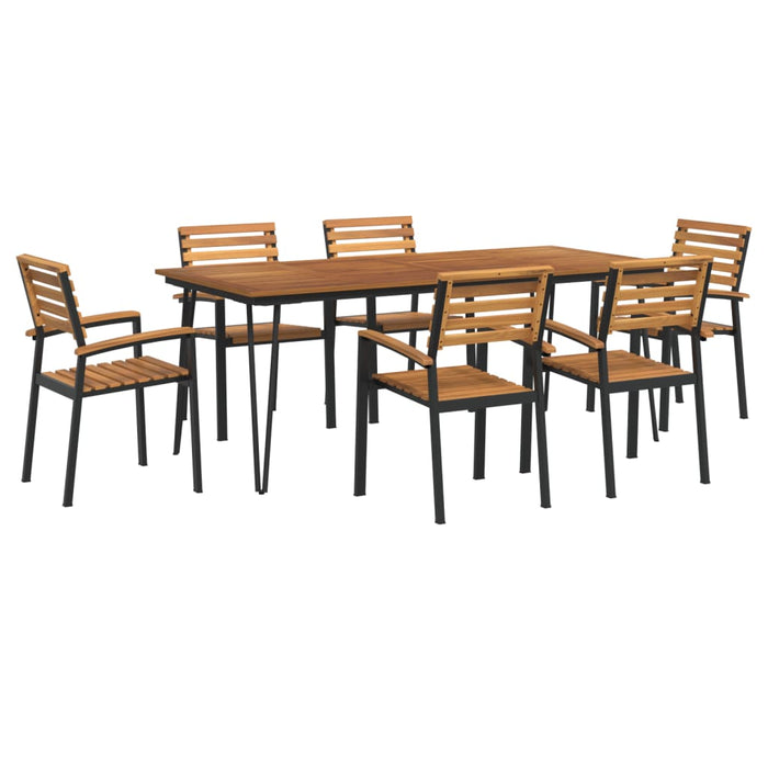 Set mobilier de grădină, 7 piese, lemn masiv de acacia și metal WALTI