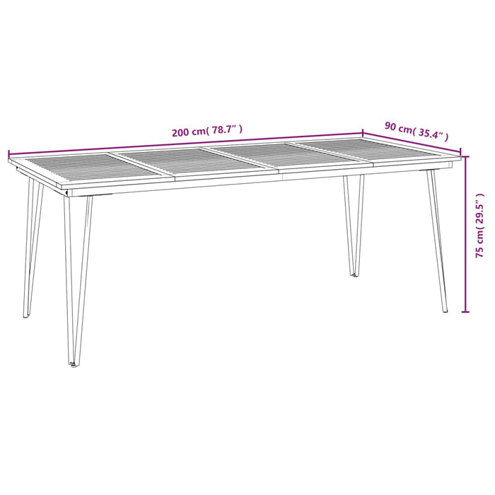 Set mobilier de grădină, 7 piese, lemn masiv de acacia și metal WALTI