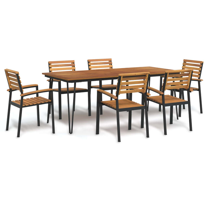 Set mobilier de grădină, 7 piese, lemn masiv de acacia și metal WALTI