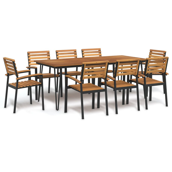 Set mobilier de grădină, 9 piese, lemn masiv de acacia și metal - WALTI WALTI