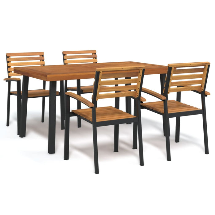 Set mobilier de grădină, 5 piese, lemn masiv de acacia și metal - WALTI WALTI