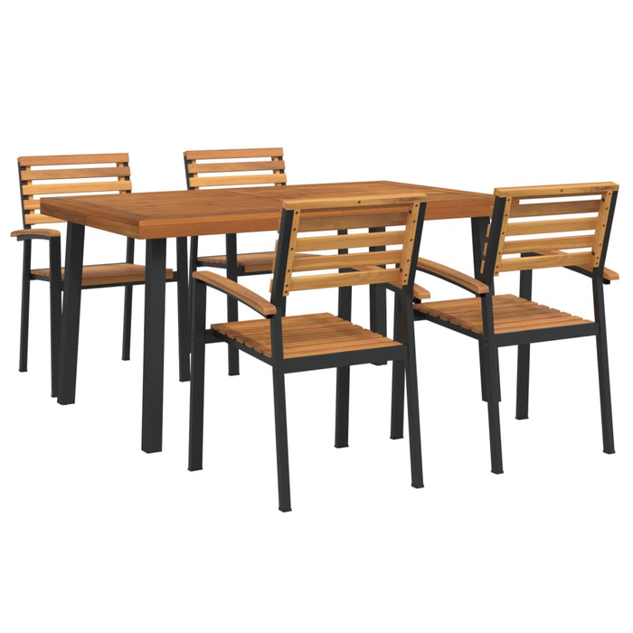 Set mobilier de grădină, 5 piese, lemn masiv de acacia și metal - WALTI WALTI