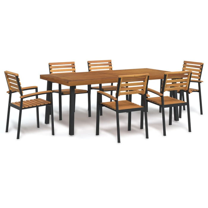 Set mobilier de grădină, 7 piese, lemn masiv de acacia și metal - WALTI WALTI