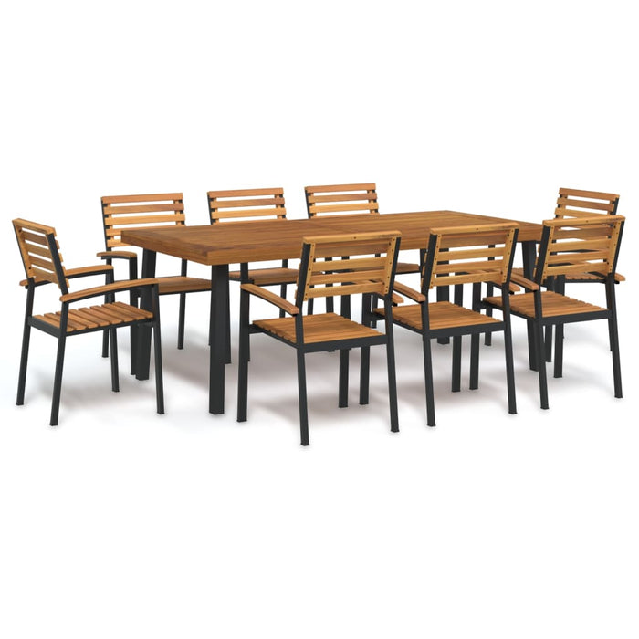 Set mobilier de grădină, 9 piese, lemn masiv de acacia și metal WALTI