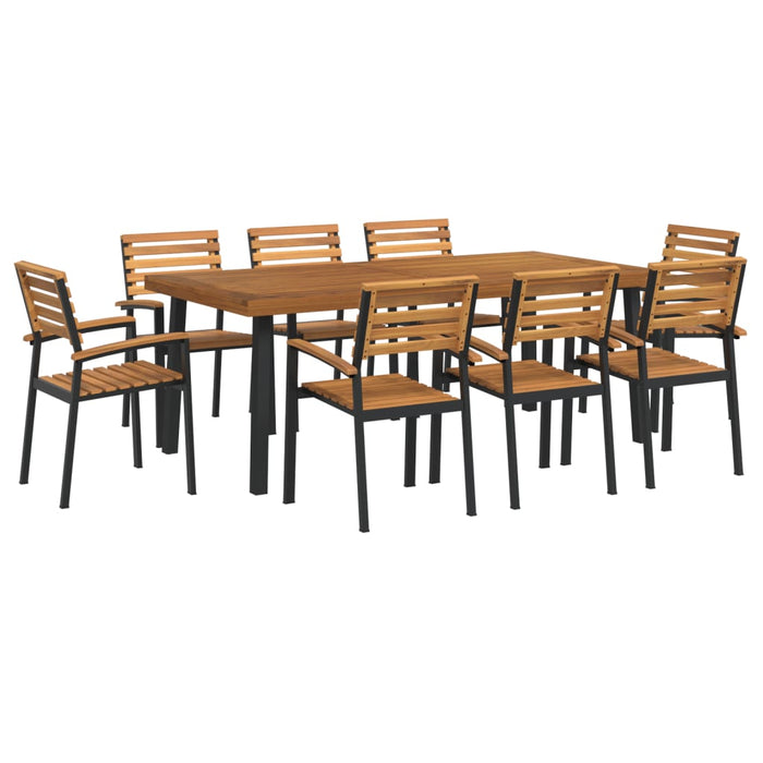 Set mobilier de grădină, 9 piese, lemn masiv de acacia și metal WALTI