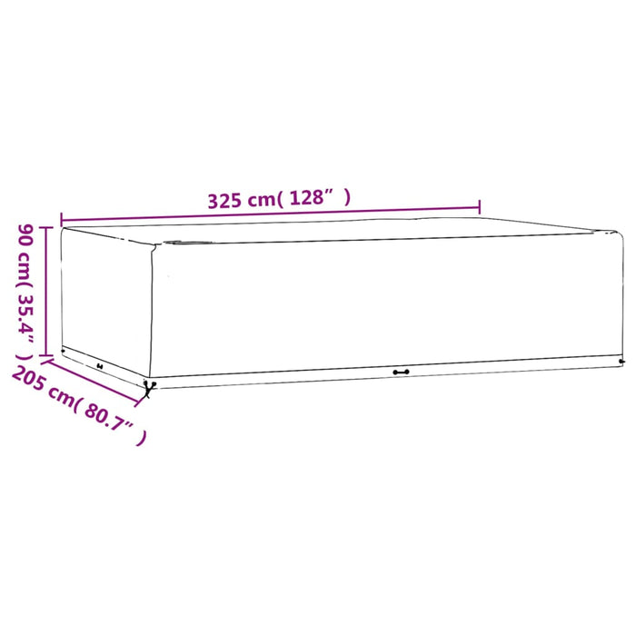 Huse mobilier grădină, 2 buc, 16 ocheți, 325x205x90 cm, pătrat - WALTI WALTI