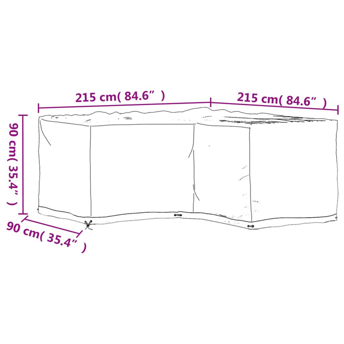 Huse mobilier de grădină în formă de L 16 ocheți, 215x215x90 cm - WALTI WALTI