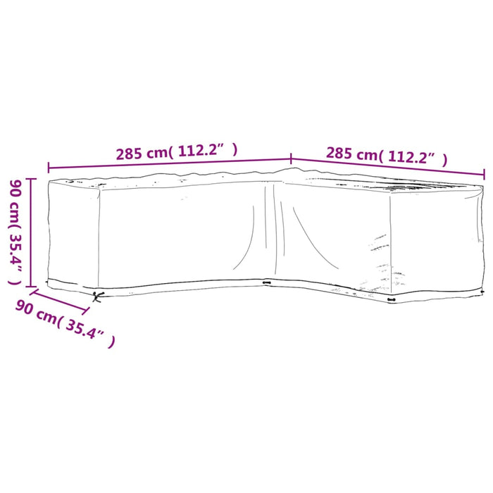 Huse mobilier de grădină formă în L, 16 ocheți, 285x285x90cm - WALTI WALTI