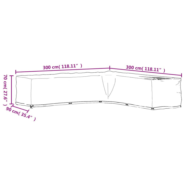 Husă mobilier de grădină formă în L, 20 ocheți, 300x300x70 cm - WALTI WALTI