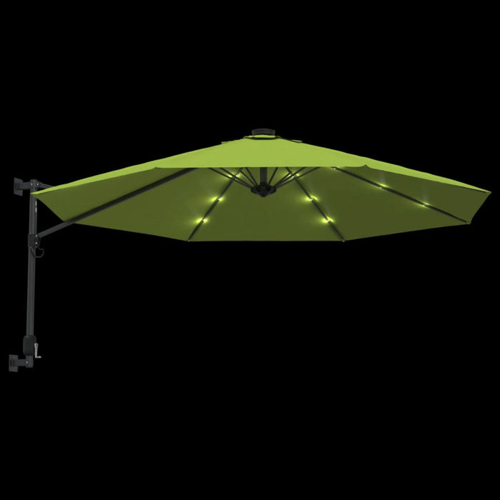 Umbrelă de soare montată pe perete cu LED-uri verde măr, 290 cm - WALTI WALTI