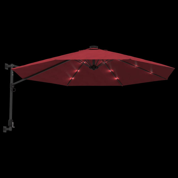 Umbrelă de soare montată pe perete cu LED-uri roșu aprins 290cm - WALTI WALTI