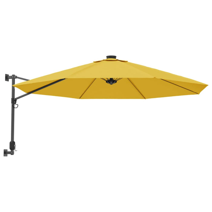 Umbrelă de soare montată pe perete, cu LED-uri, galben, 290 cm WALTI