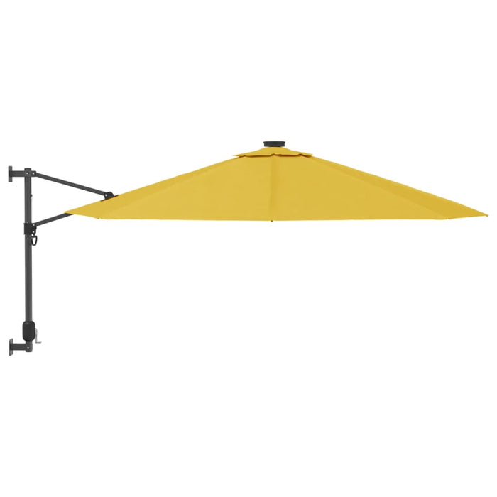 Umbrelă de soare montată pe perete, cu LED-uri, galben, 290 cm WALTI
