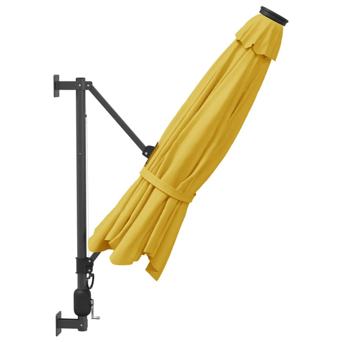 Umbrelă de soare montată pe perete, cu LED-uri, galben, 290 cm WALTI