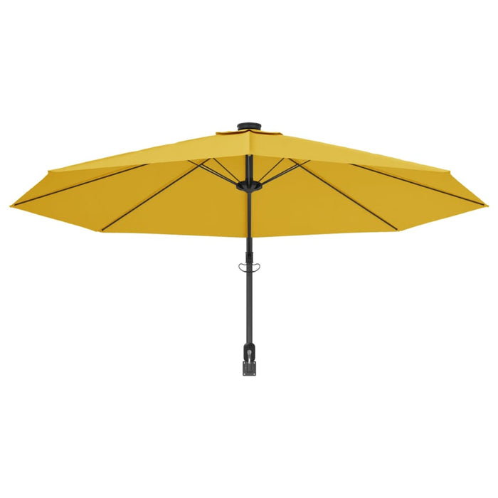 Umbrelă de soare montată pe perete, cu LED-uri, galben, 290 cm WALTI