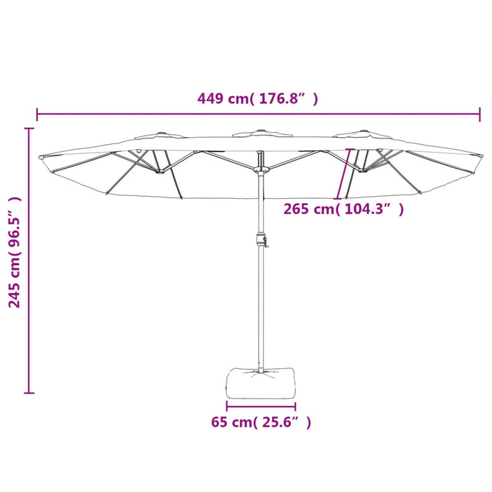 Umbrelă de soare cu două capete cu LED, alb nisipiu, 449x245 cm - WALTI WALTI