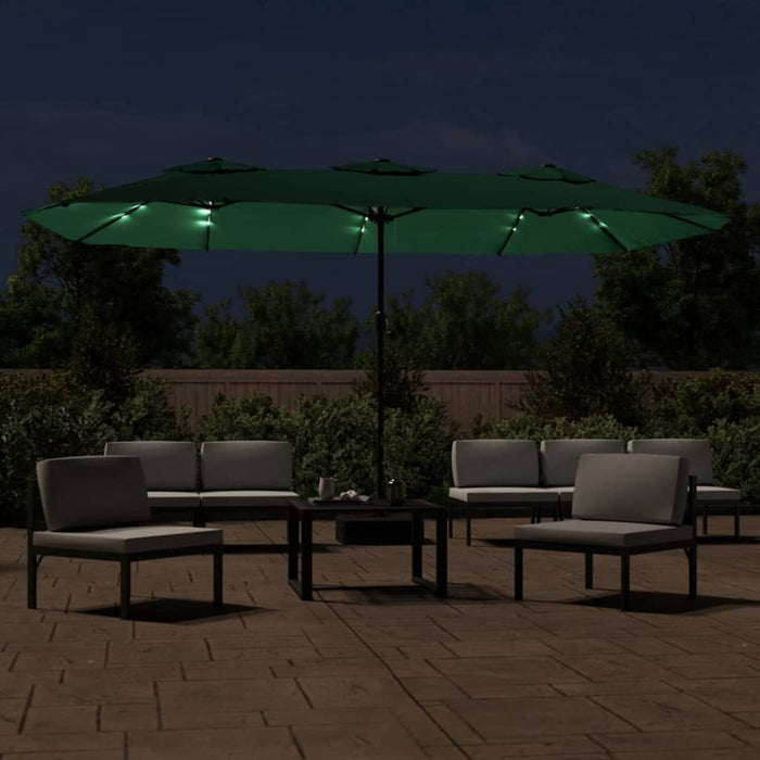 Umbrelă de soare cu două capete cu LED-uri, verde, 449x245 cm - WALTI WALTI