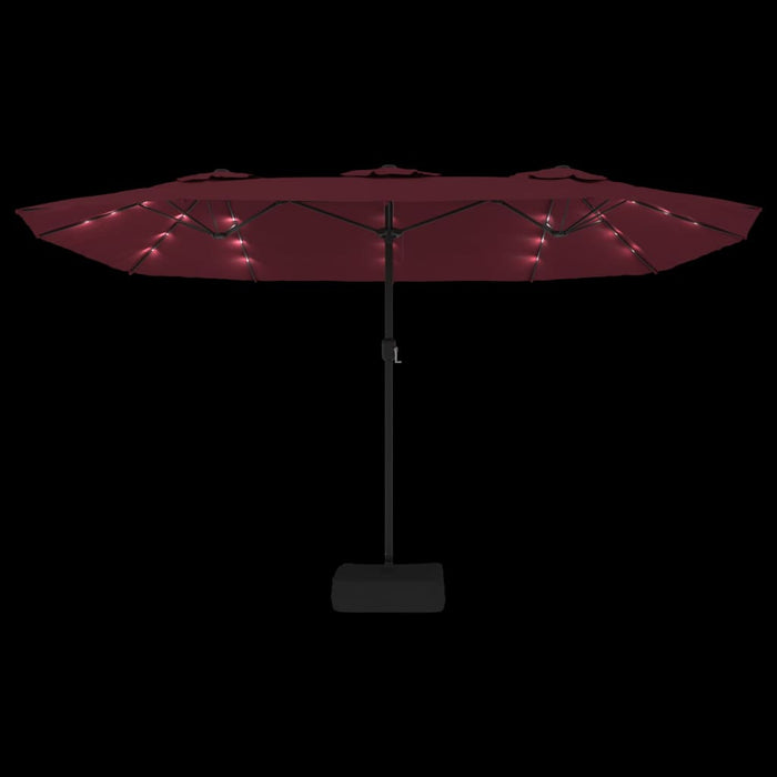 Umbrelă de soare două capete, cu LED-uri, roșu bordo 449x245 cm - WALTI WALTI