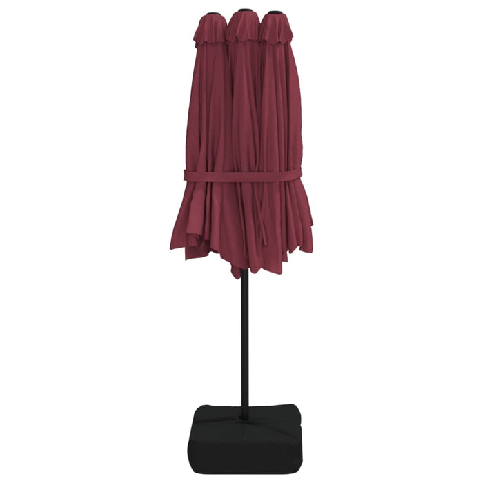 Umbrelă de soare două capete, cu LED-uri, roșu bordo 449x245 cm - WALTI WALTI