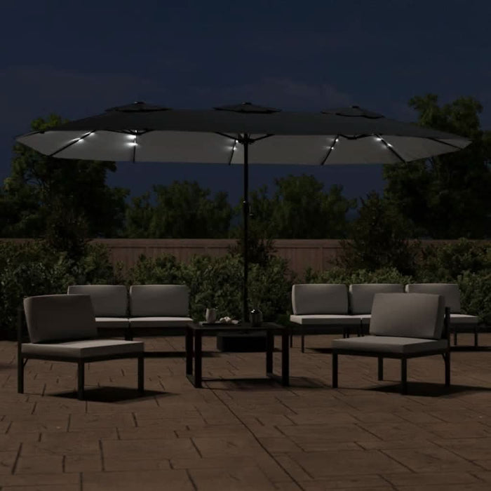 Umbrelă soare cu două capete cu LED-uri, negru, 449x245 cm - WALTI WALTI
