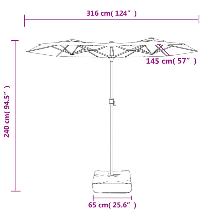 Umbrelă de grădină cu două capete/LED, alb nisipiu, 316x240 cm - WALTI WALTI