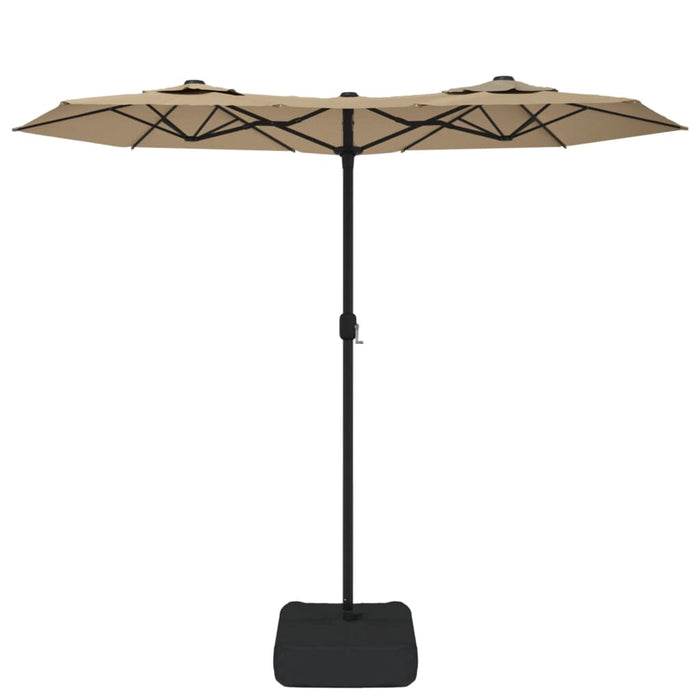 Umbrelă de grădină cu două capete cu LED-uri, taupe, 316x145 cm WALTI