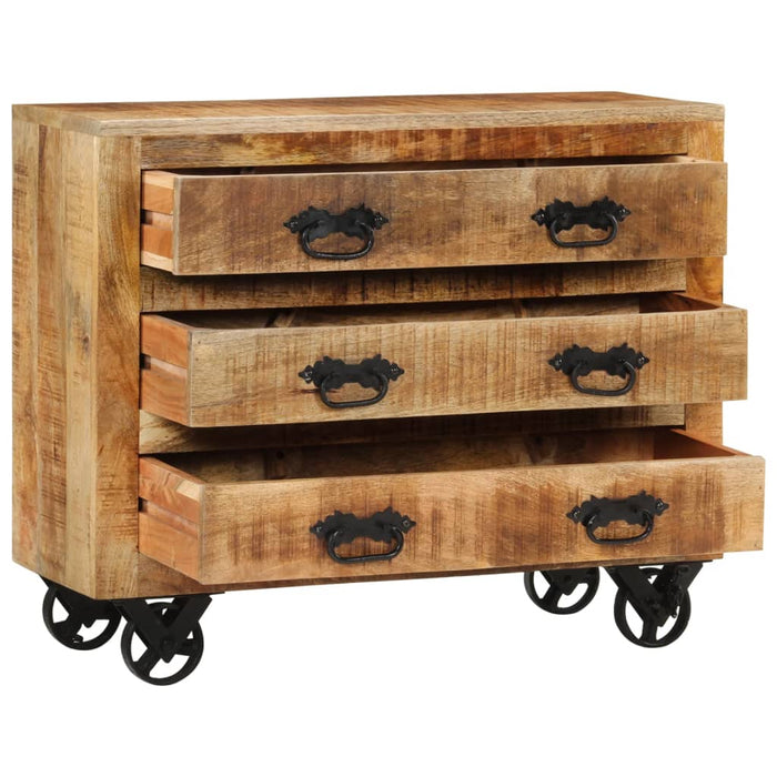 Dulap cu 3 sertare, 80x30x65 cm, lemn masiv de mango brut - WALTI WALTI