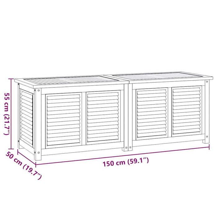 Ladă depozitare grădină cu geantă, 150x50x55 cm, lemn masiv tec - WALTI WALTI