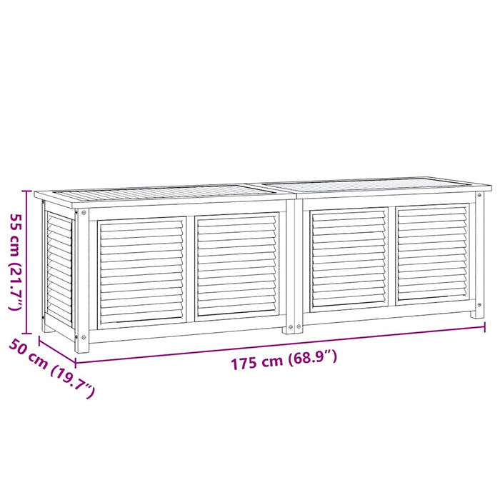 Ladă depozitare grădină cu geantă, 175x50x55 cm, lemn masiv tec - WALTI WALTI