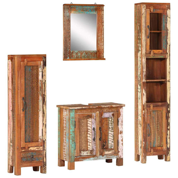 Set mobilier de baie, 4 piese, lemn masiv recuperat - WALTI WALTI